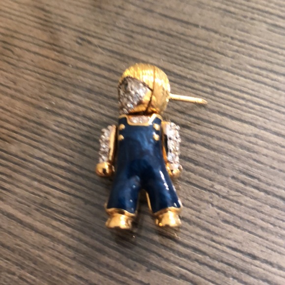 Vintage CAROLEE Rhinestone & Enamel Boy Child Pin - Picture 7 of 16